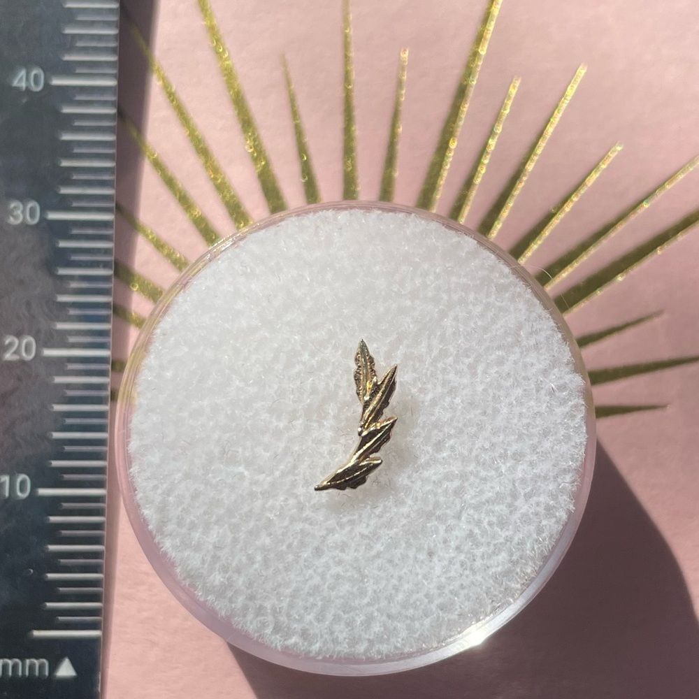 Tawapa Laurel end in yellow gold press fit piercing jewelry